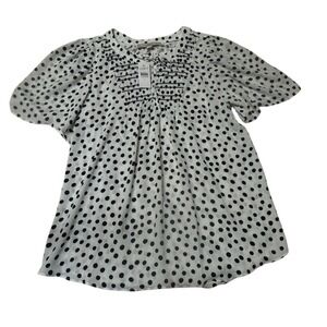 LOFT Top Women's Size Small Polka Dot Black & White Career‎ Work Blouse New